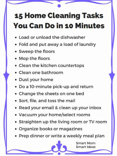 10-Minute Home Cleaning Tasks Cheat Sheet